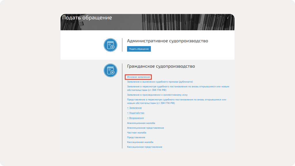 Выбор судопроизводства и вида обращения
